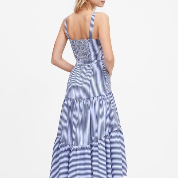Banana Republic | Dresses | Banana Republic Blue Striped Tiered High Low Dress | Poshmark